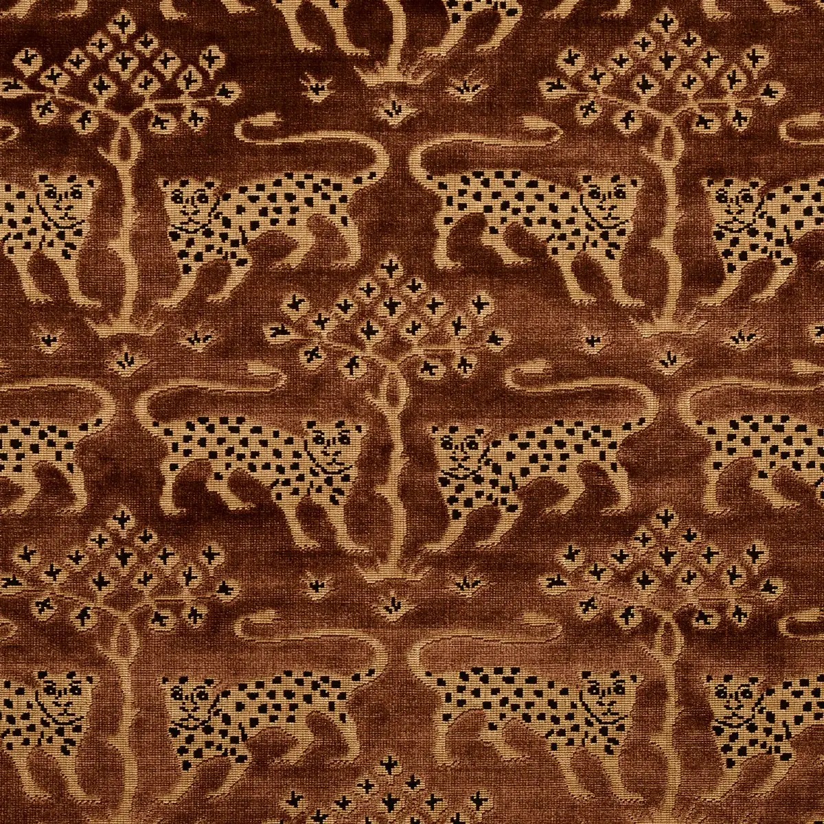 Woodland Leopard Velvet Sepia